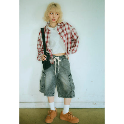 【LTXC】拼接牛仔工裝褲