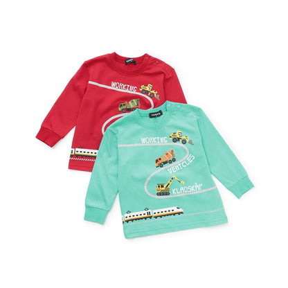 【人氣商品】【直營店無售】工程車輛與電車長袖T恤