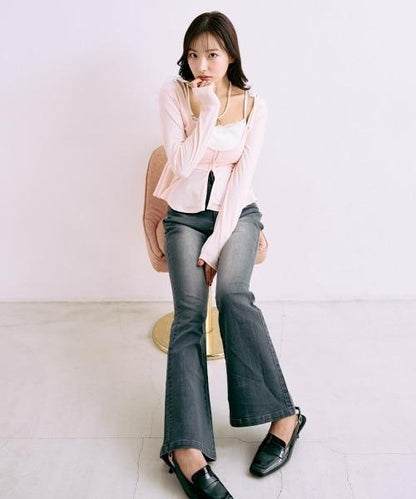 logo刺繡牛仔褲【韓國時尚】