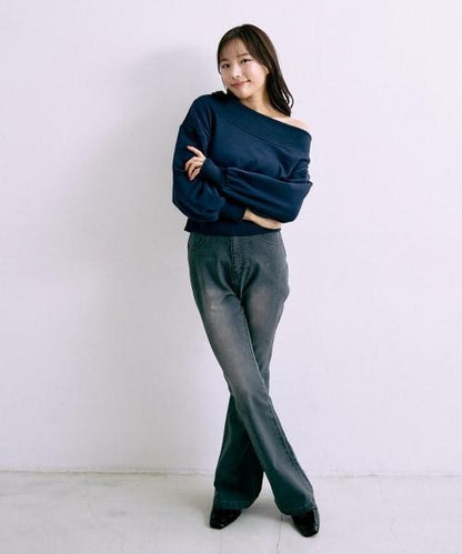 logo刺繡牛仔褲【韓國時尚】