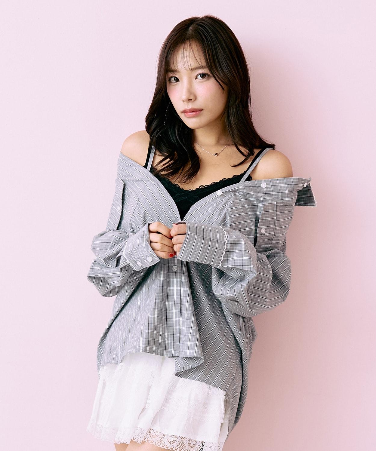 帶標誌牌格子襯衫【韓國時尚】