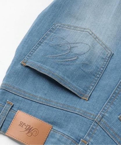 logo刺繡牛仔褲【韓國時尚】