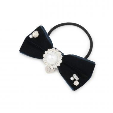 寶石絨面蝴蝶結髮繩