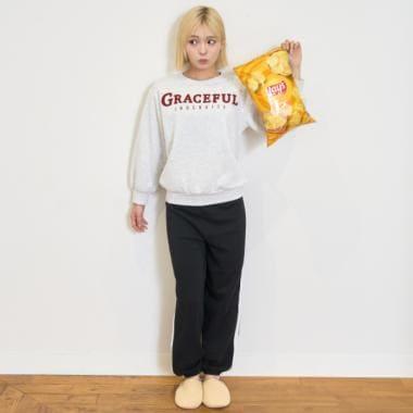 【家居服/睡衣】加絨刺繡標誌長袖上衣&長褲套裝