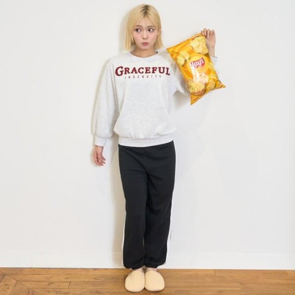 【家居服/睡衣】加絨刺繡標誌長袖上衣&長褲套裝