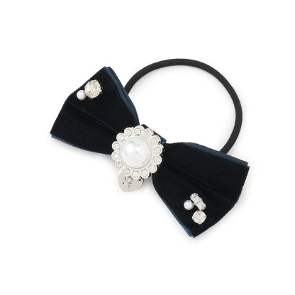 寶石絨面蝴蝶結髮繩