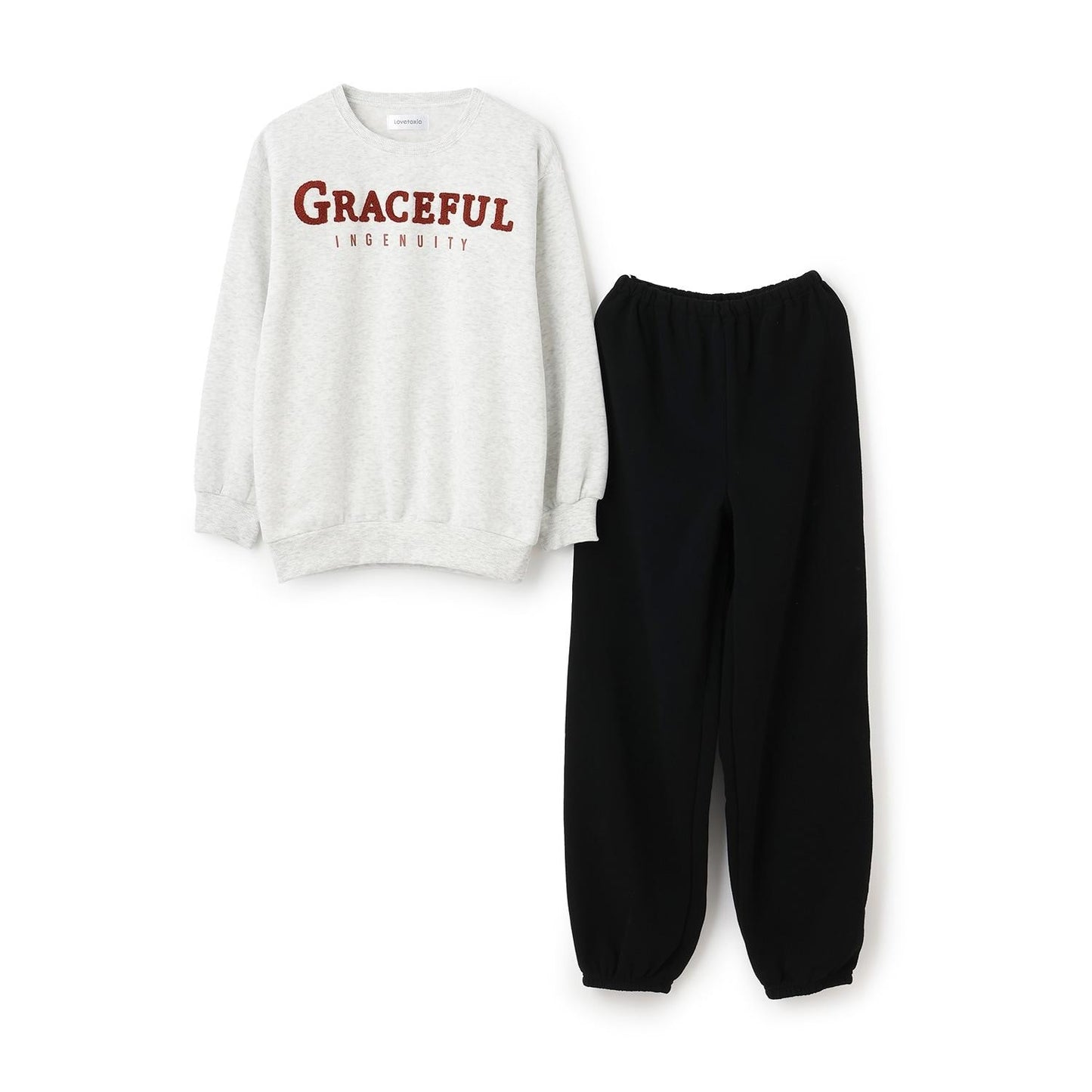 【家居服/睡衣】加絨刺繡標誌長袖上衣&長褲套裝