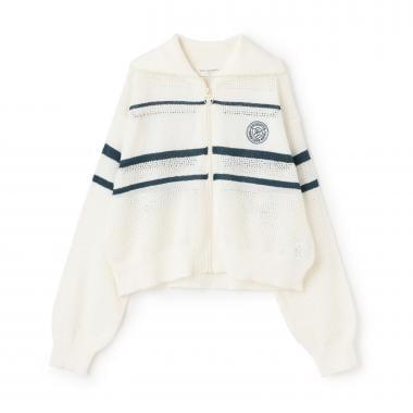 網眼針織拉鍊開衫