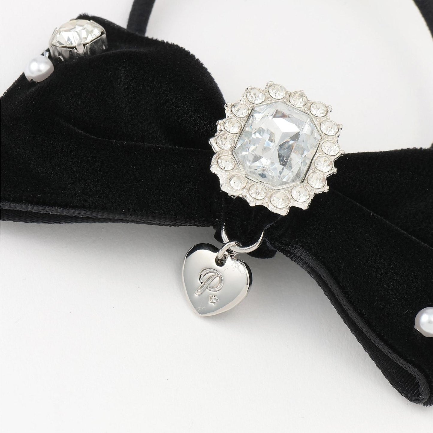 寶石絨面蝴蝶結髮繩