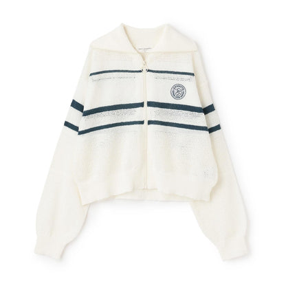 網眼針織拉鍊開衫