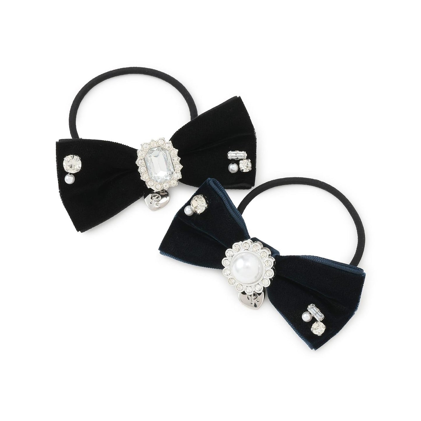 寶石絨面蝴蝶結髮繩