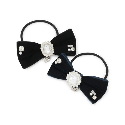 寶石絨面蝴蝶結髮繩