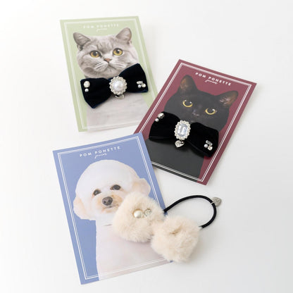 寶石絨面蝴蝶結髮繩