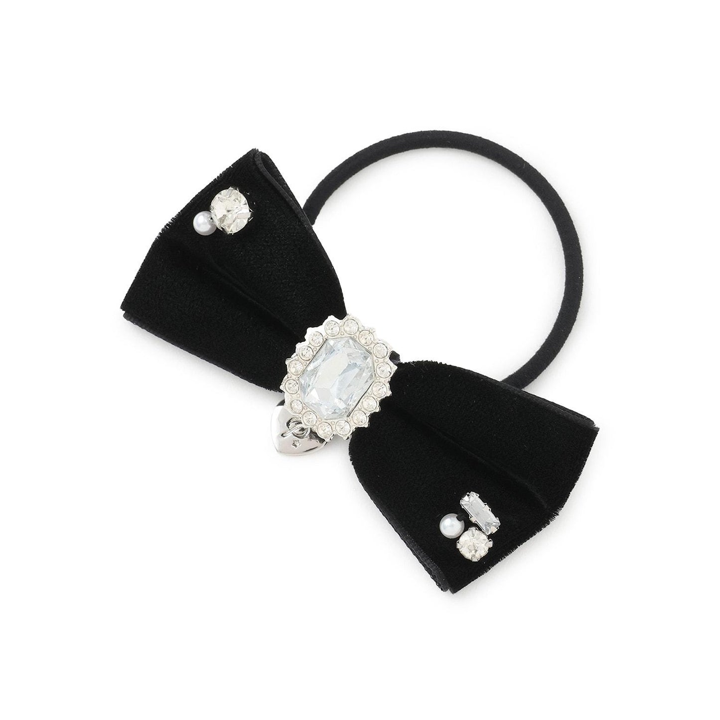 寶石絨面蝴蝶結髮繩