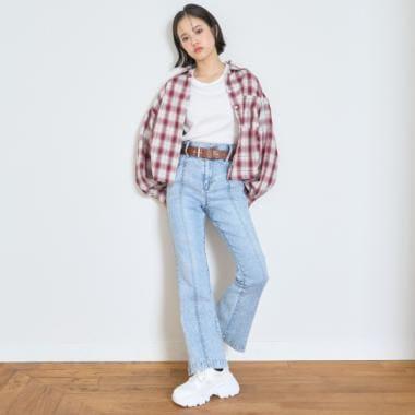 【彈力】修身喇叭牛仔褲