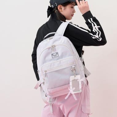 【防潑水】繫帶蝴蝶結卡包掛飾雙肩包