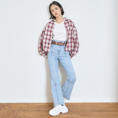 【彈力】修身喇叭牛仔褲