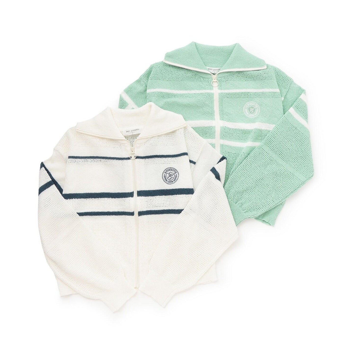 網眼針織拉鍊開衫