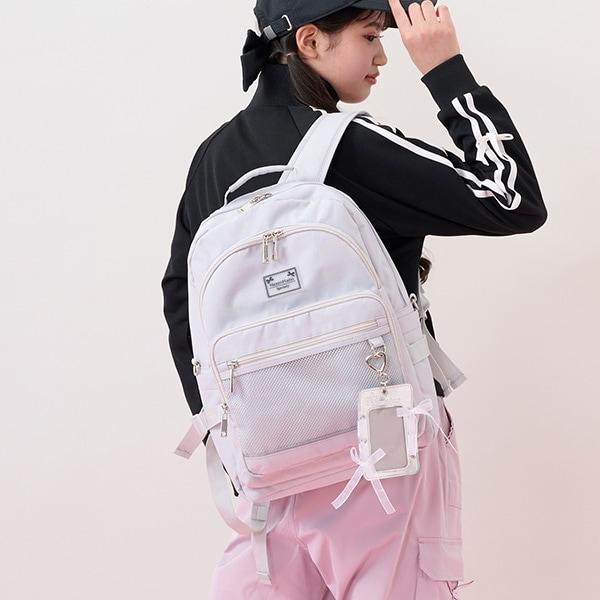 【防潑水】繫帶蝴蝶結卡包掛飾雙肩包