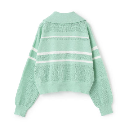 網眼針織拉鍊開衫