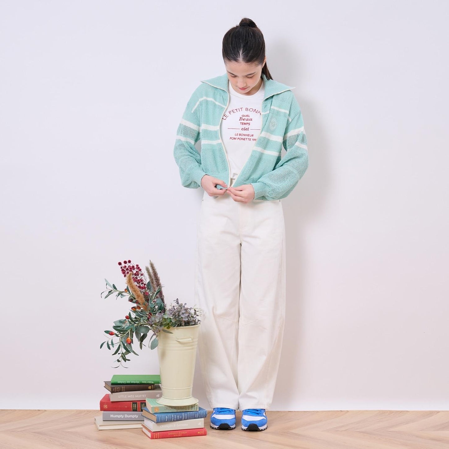 網眼針織拉鍊開衫