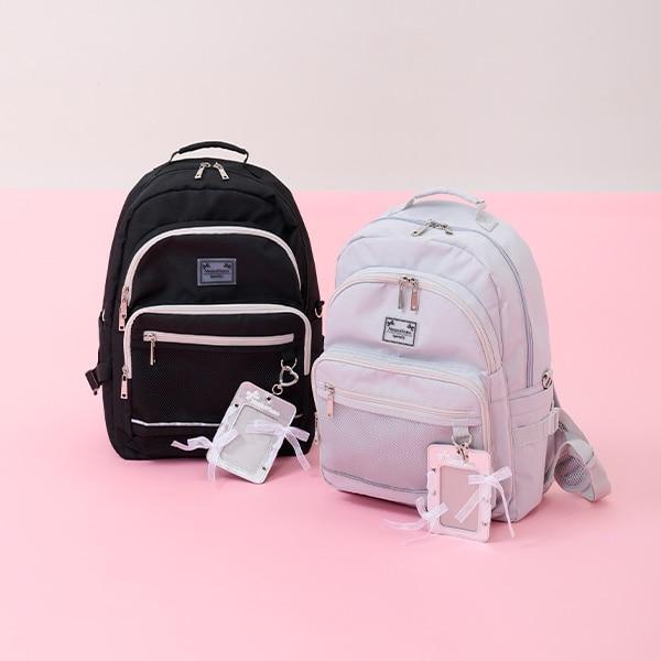 【防潑水】繫帶蝴蝶結卡包掛飾雙肩包