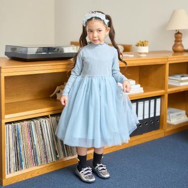 拼接網紗連衣裙