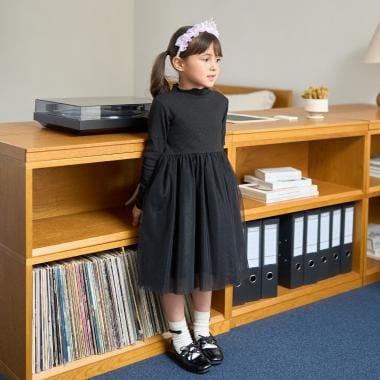 拼接網紗連衣裙