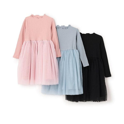 拼接網紗連衣裙