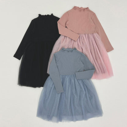 拼接網紗連衣裙