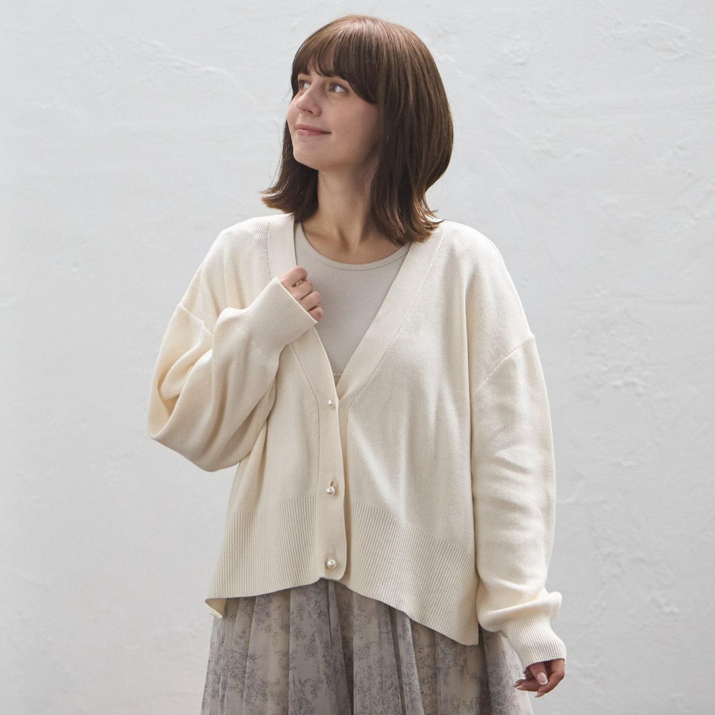 珍珠紐釦針織開衫