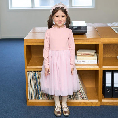 拼接網紗連衣裙