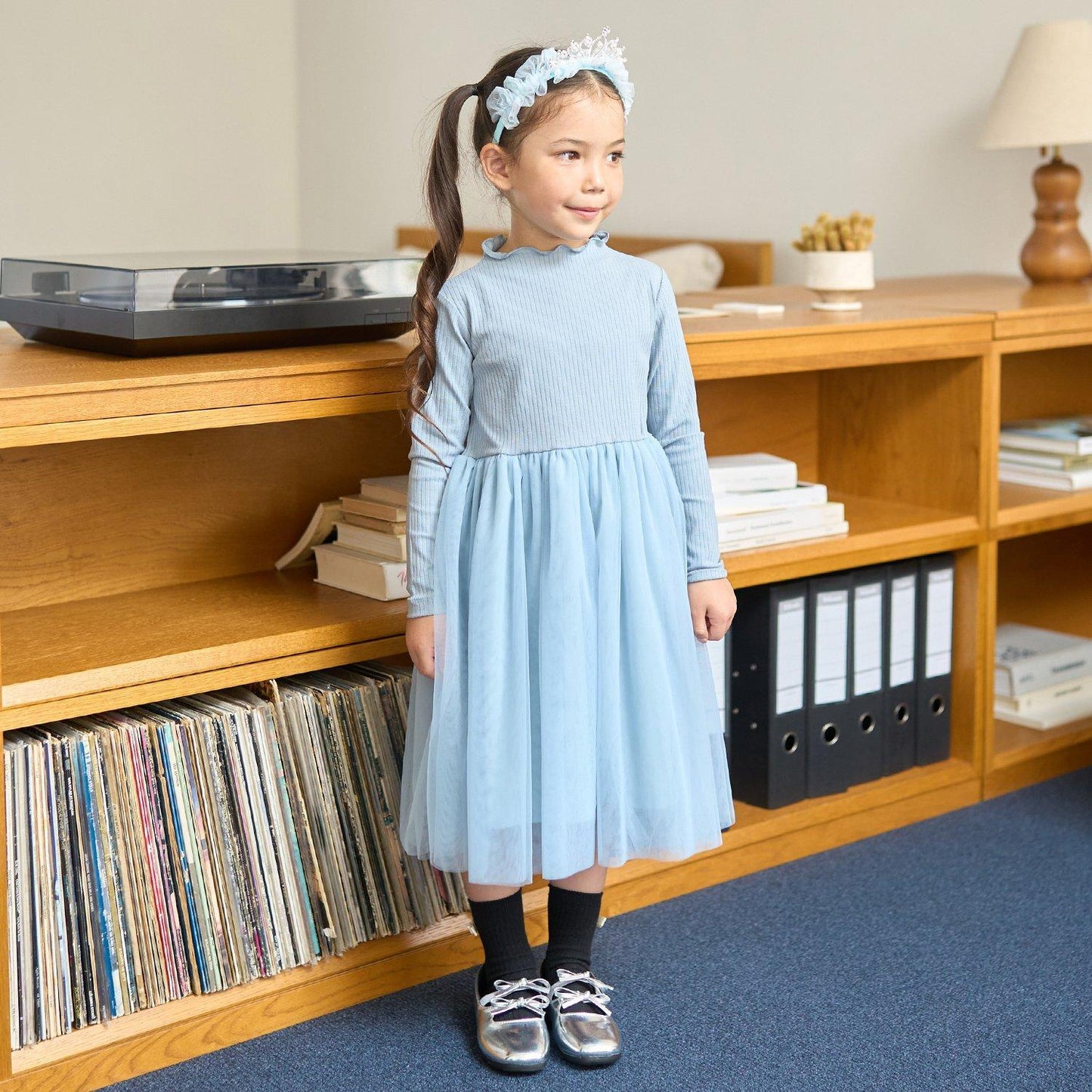 拼接網紗連衣裙