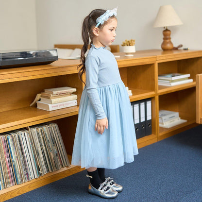 拼接網紗連衣裙