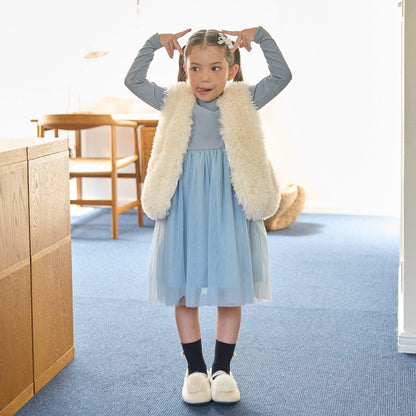 拼接網紗連衣裙