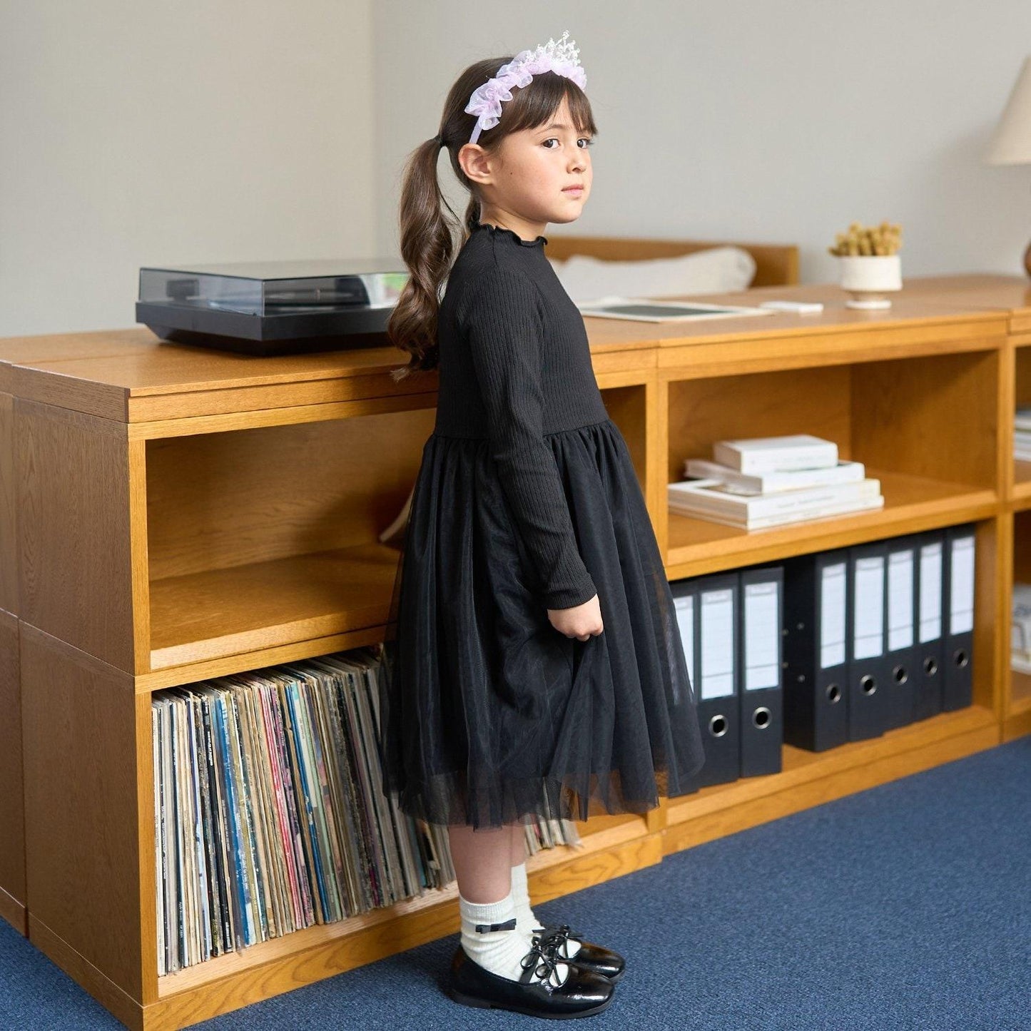 拼接網紗連衣裙