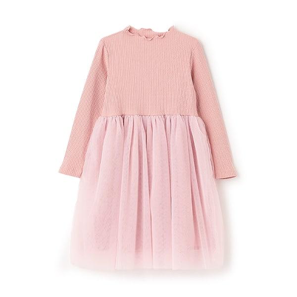 拼接網紗連衣裙