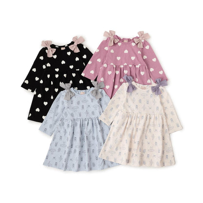 【GOODPRICE】印花蝴蝶結裝飾連衣裙