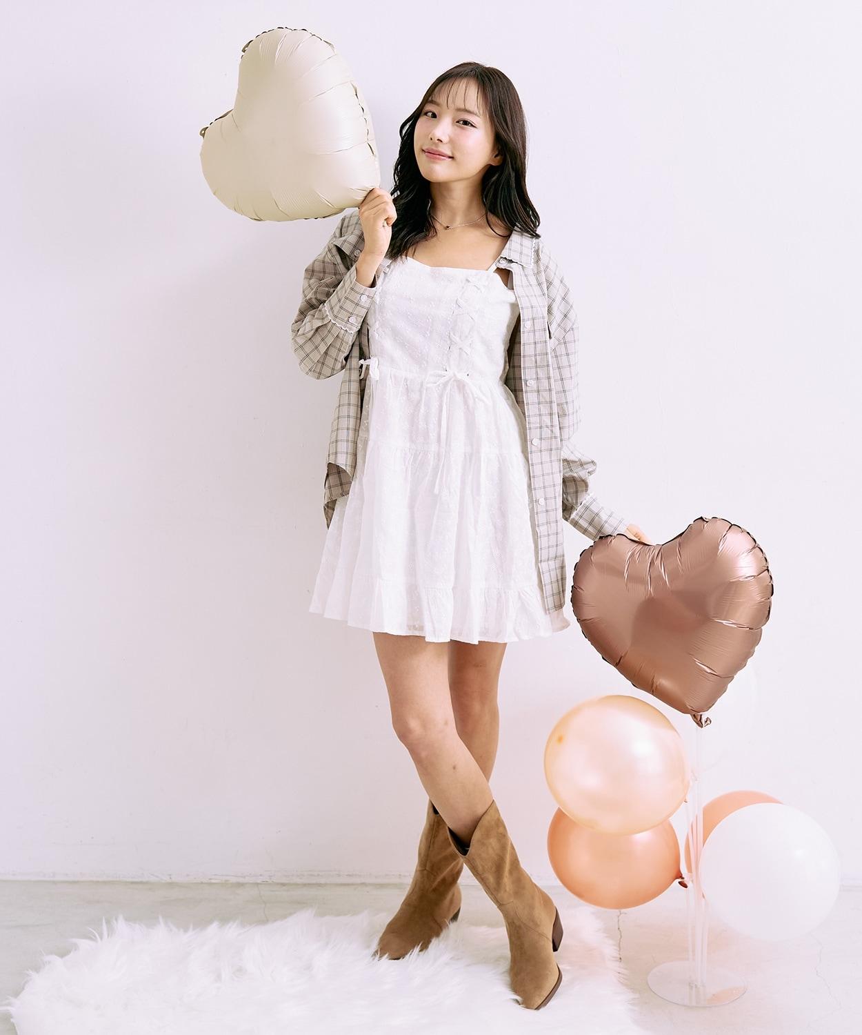 蕾絲繫帶吊帶連衣裙【韓國時尚】