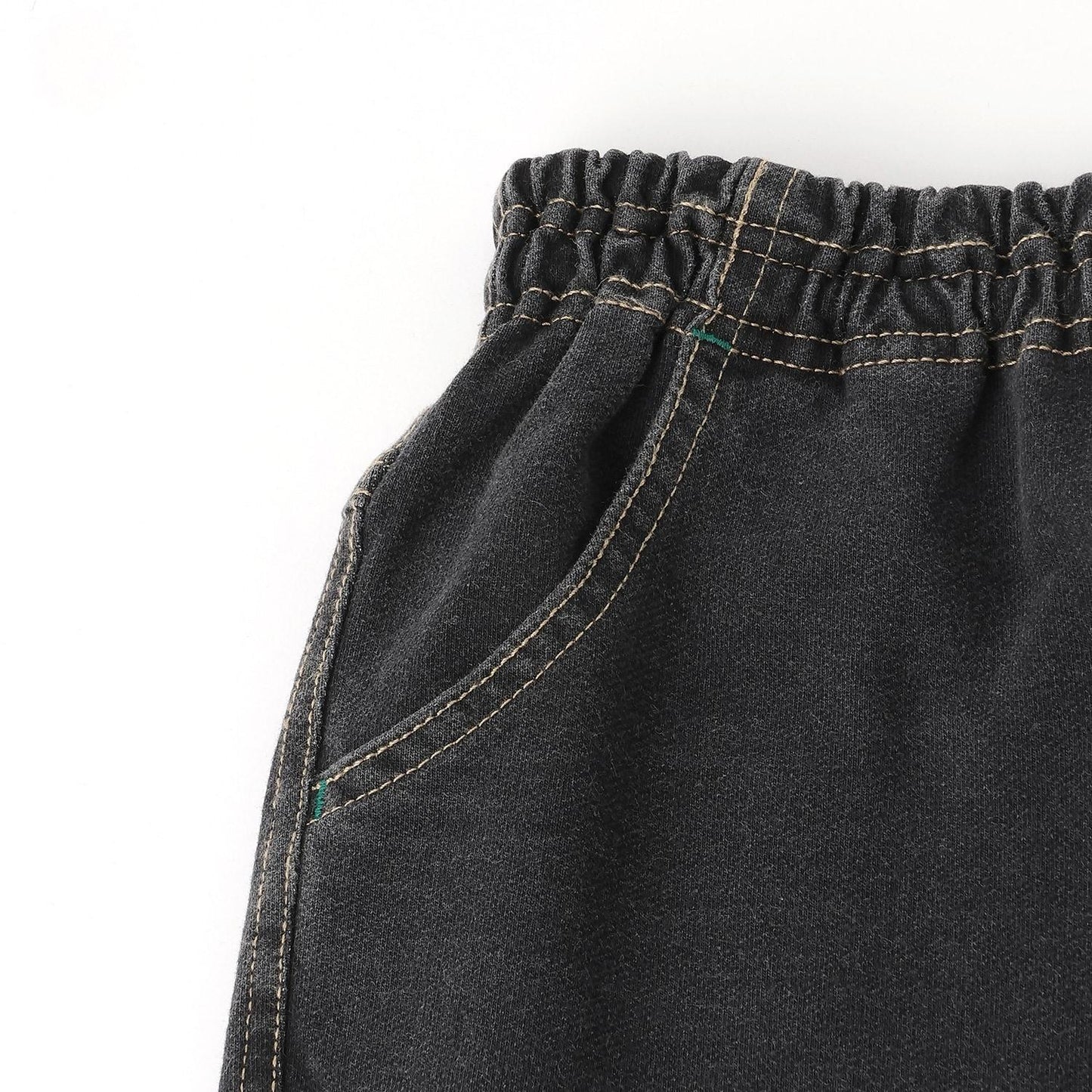 靛藍色牛仔針織長褲