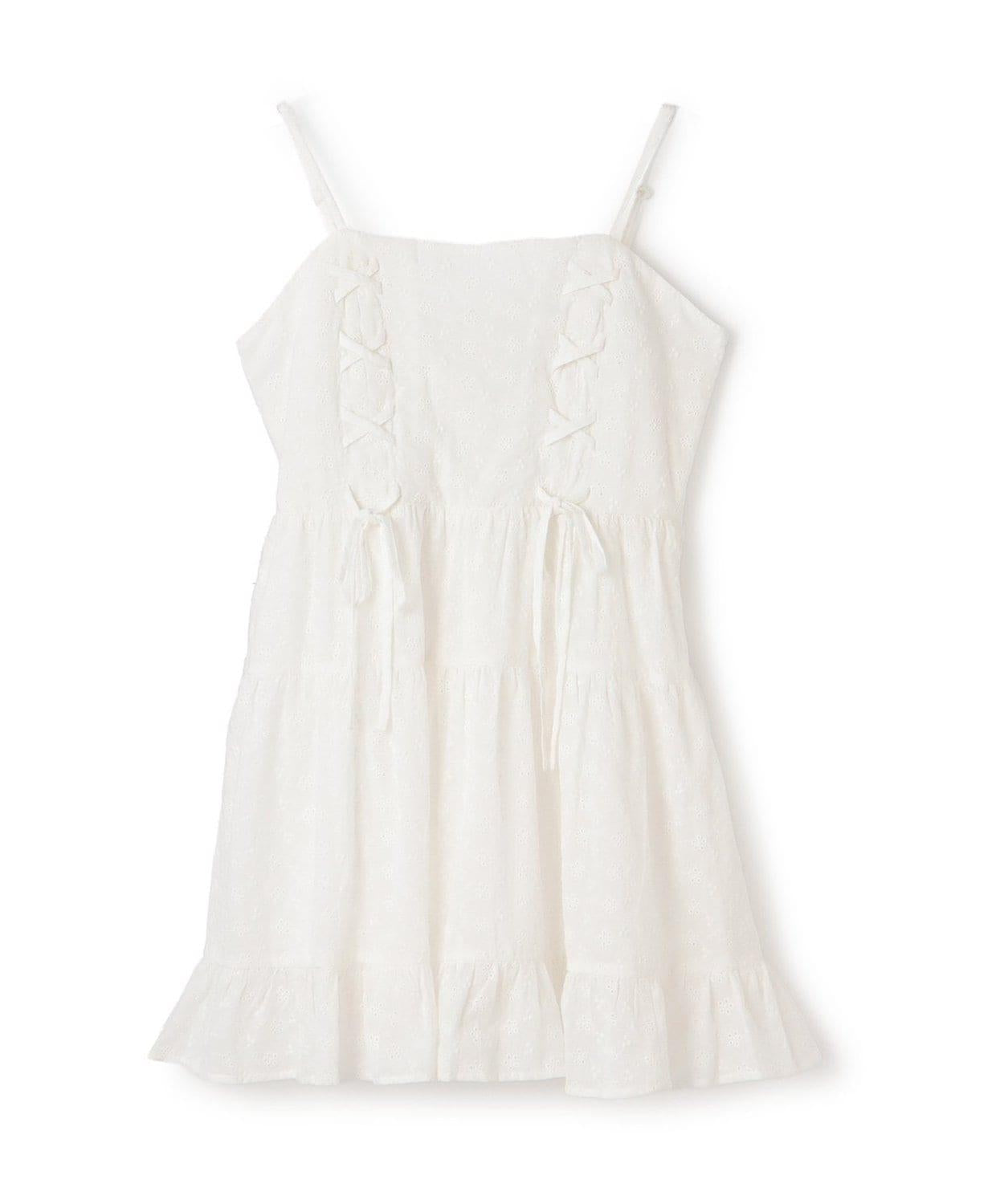 蕾絲繫帶吊帶連衣裙【韓國時尚】