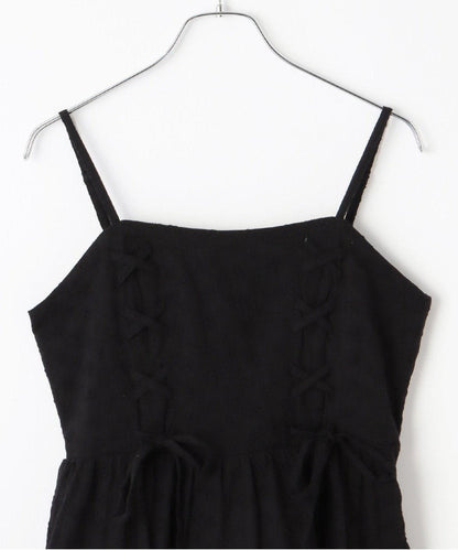 蕾絲繫帶吊帶連衣裙【韓國時尚】