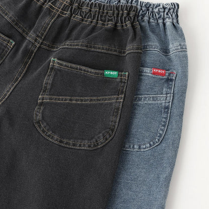 靛藍色牛仔針織長褲