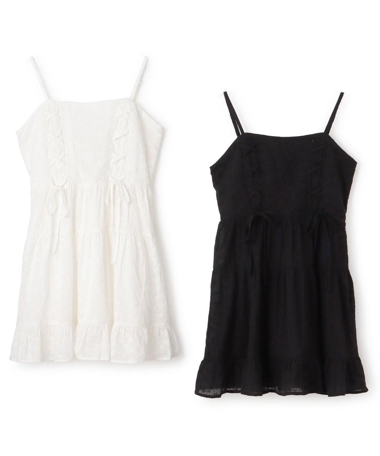 蕾絲繫帶吊帶連衣裙【韓國時尚】