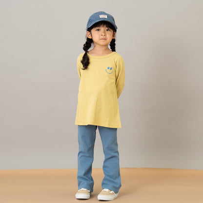 防汙羅紋喇叭打底褲