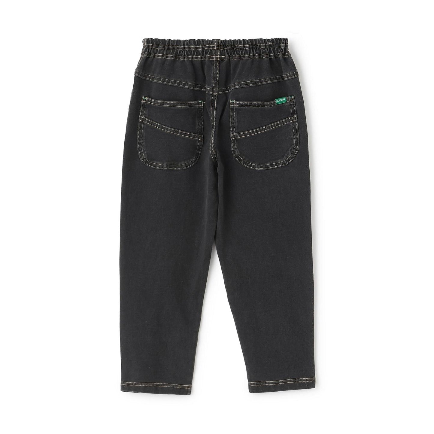 靛藍色牛仔針織長褲