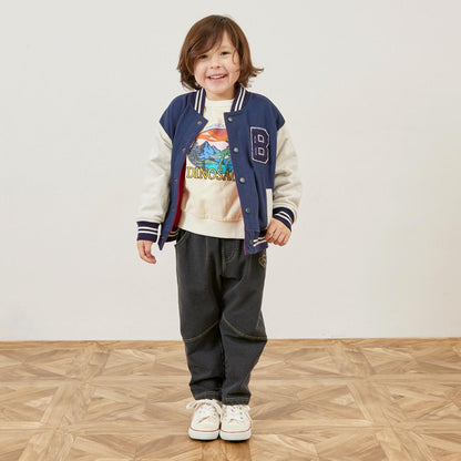 靛藍色牛仔針織長褲