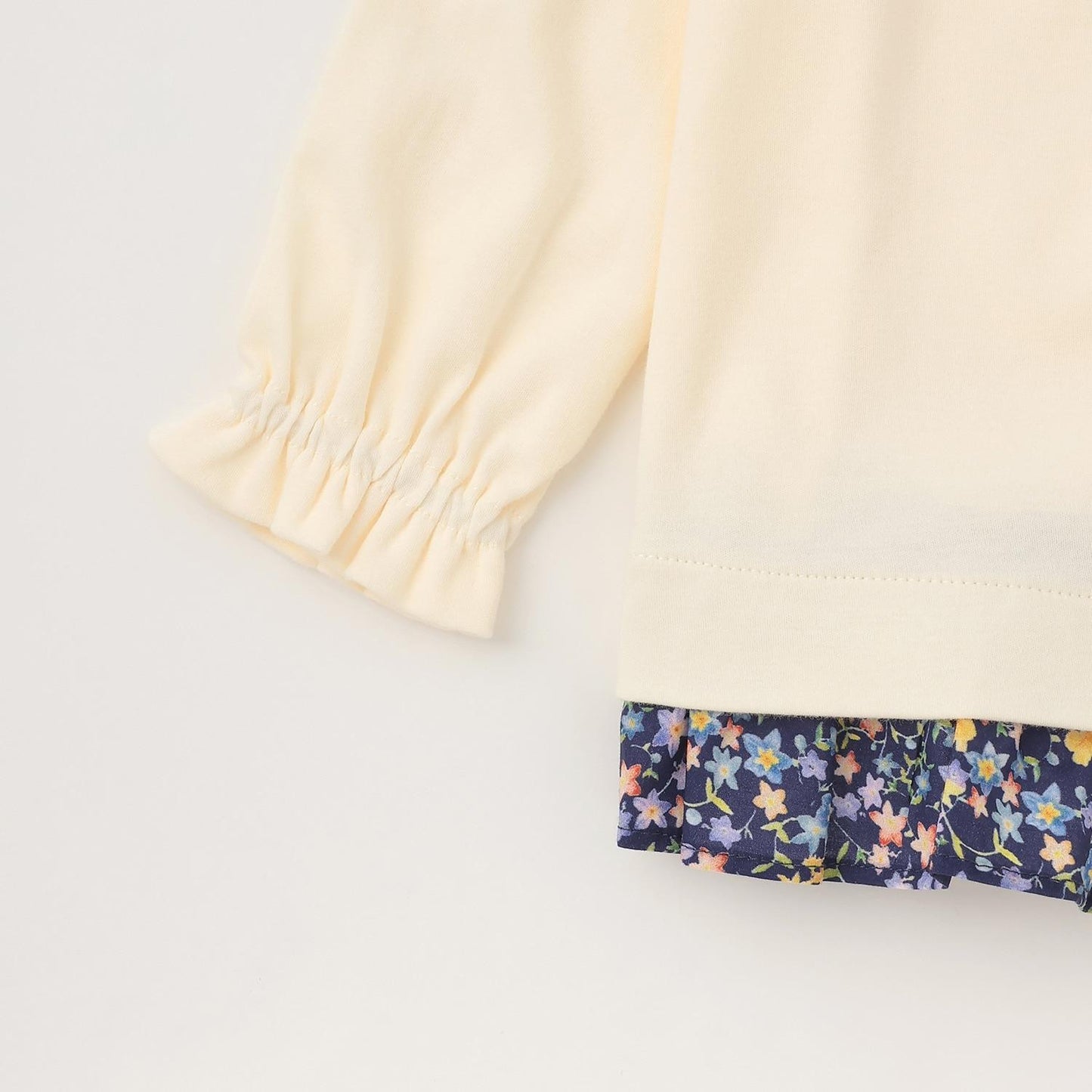 小花圖案長袖蝴蝶結T恤