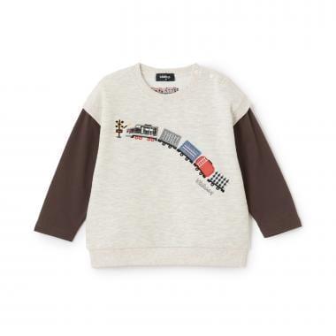 電車圖案貼布繡多層次風格套頭衫