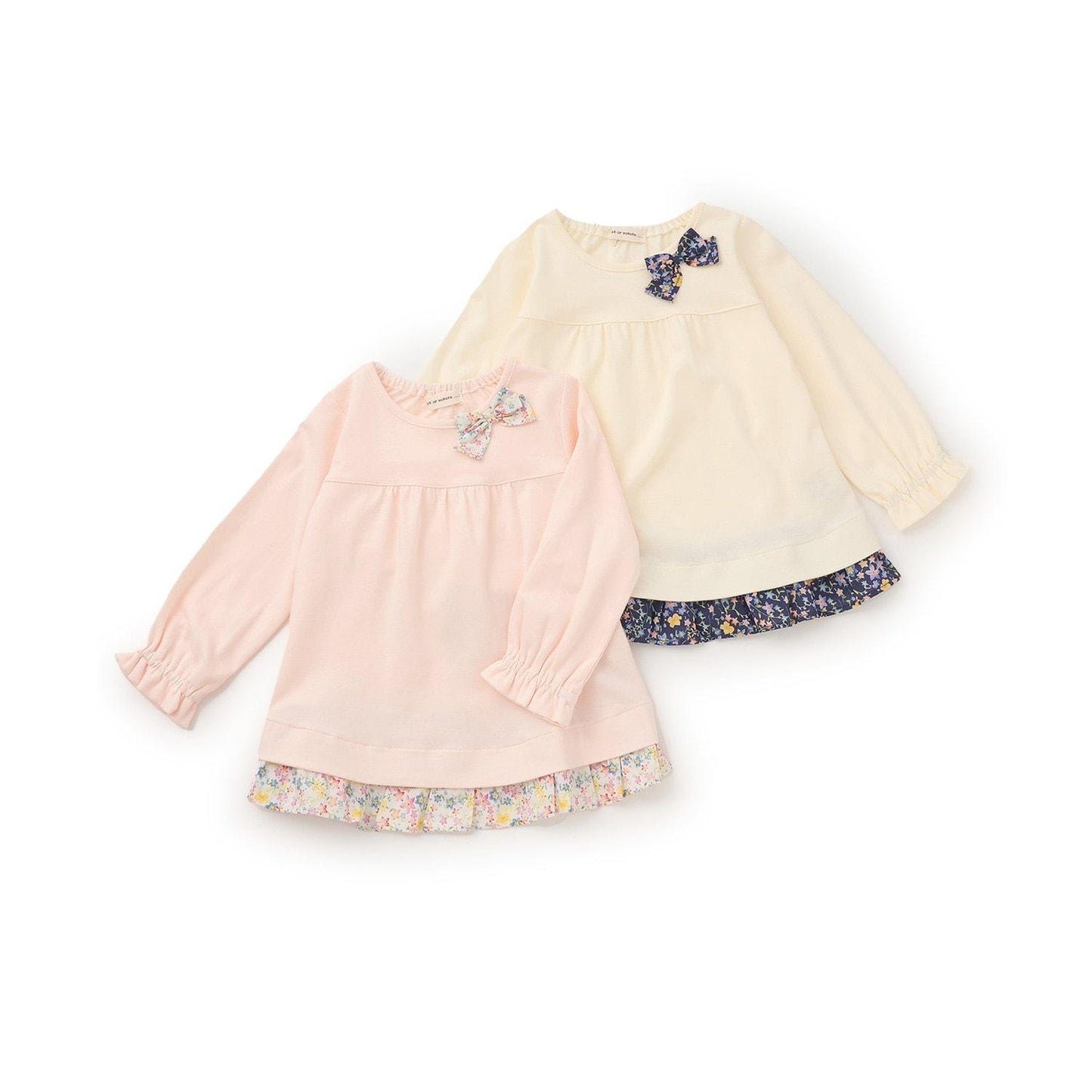 小花圖案長袖蝴蝶結T恤